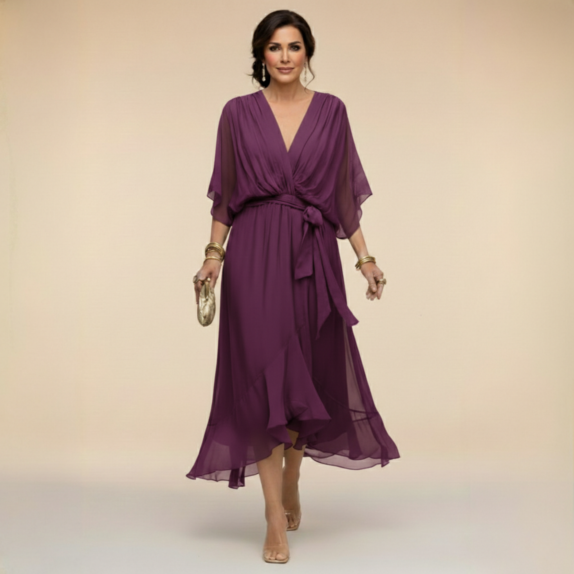 Women's Lightweight Chiffon Dress | Elegant V-Neck Summer Cocktail Dress 8