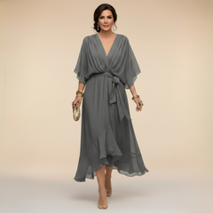 Women's Lightweight Chiffon Dress | Elegant V-Neck Summer Cocktail Dress 9