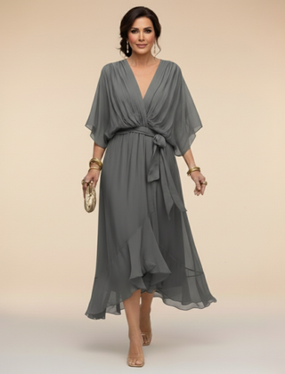Women's Lightweight Chiffon Dress | Elegant V-Neck Summer Cocktail Dress 9