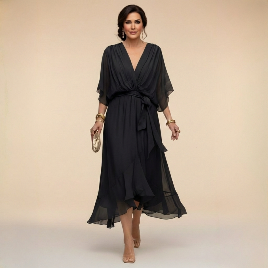 Women's Lightweight Chiffon Maxi Dress | Elegant V-Neck Summer Cocktail Dress 1