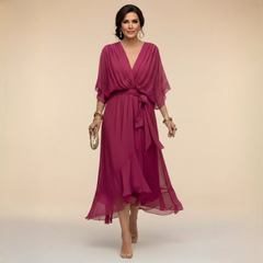 Women's Lightweight Chiffon Maxi Dress | Elegant V-Neck Summer Cocktail Dress 3