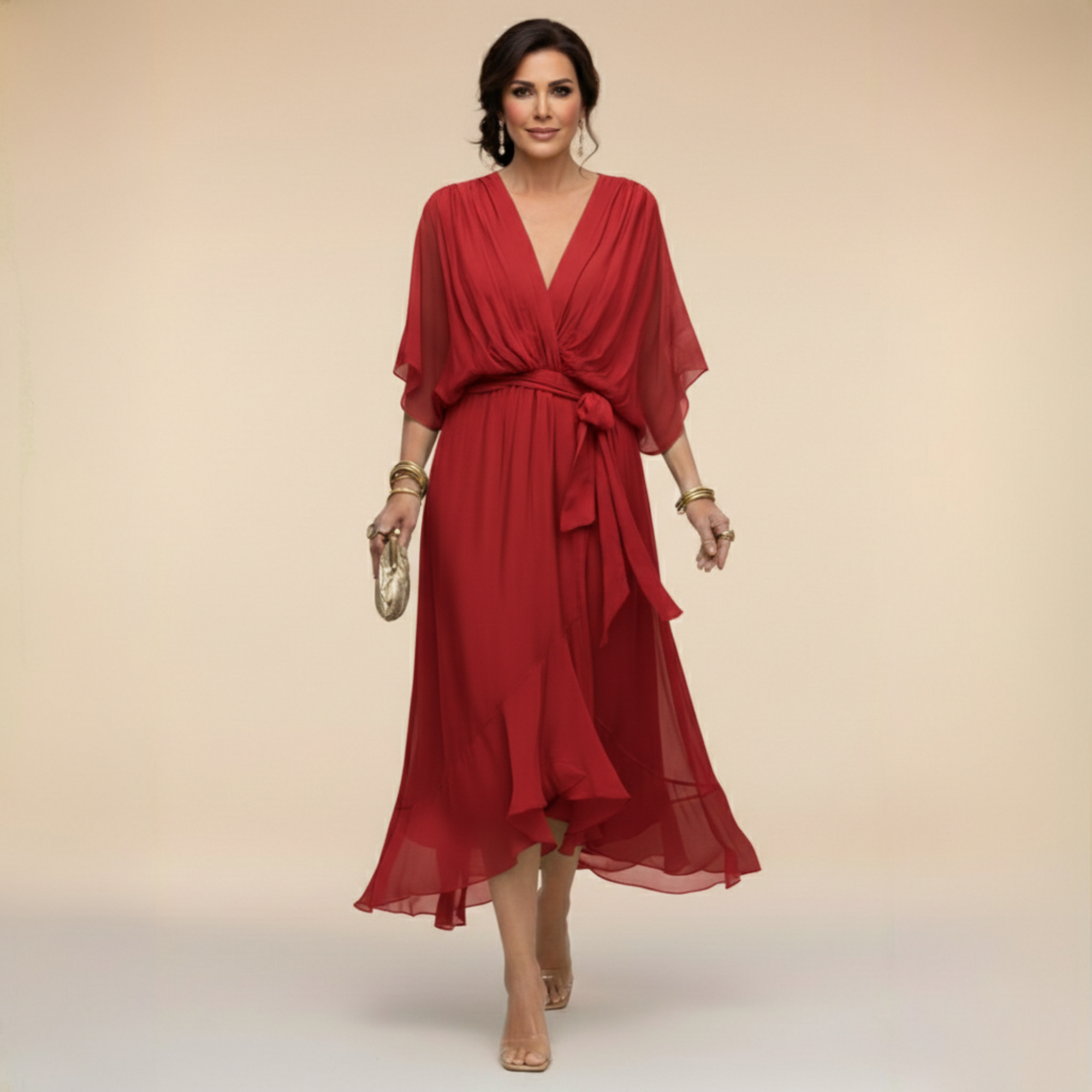 Women's Lightweight Chiffon Maxi Dress | Elegant V-Neck Summer Cocktail Dress 6
