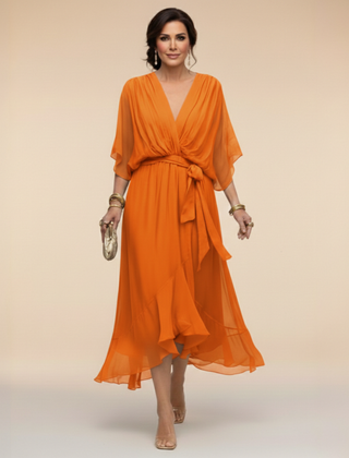 Women's Lightweight Chiffon Maxi Dress | Elegant V-Neck Summer Cocktail Dress 7