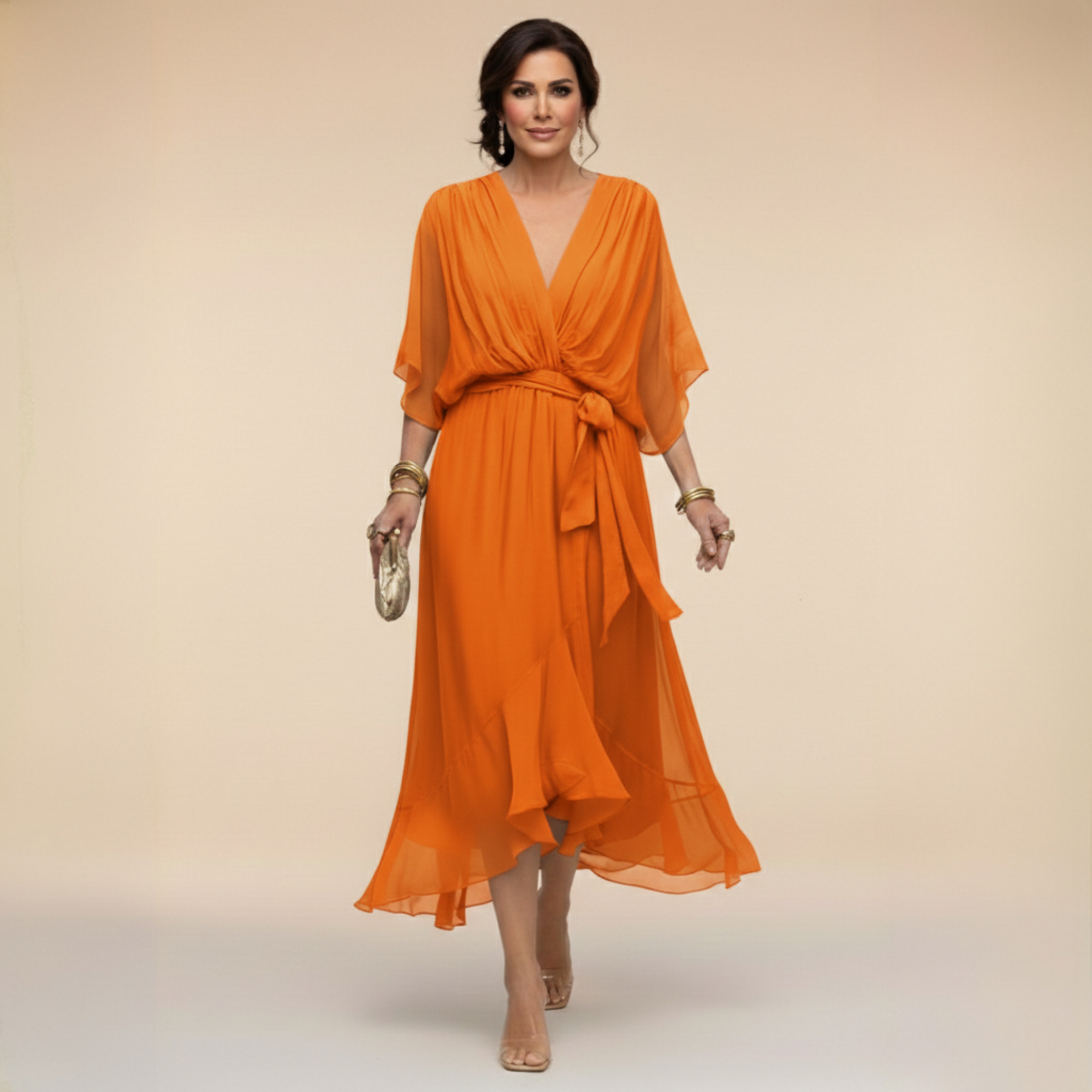 Women's Lightweight Chiffon Maxi Dress | Elegant V-Neck Summer Cocktail Dress 7