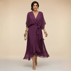 Women's Lightweight Chiffon Maxi Dress | Elegant V-Neck Summer Cocktail Dress 8