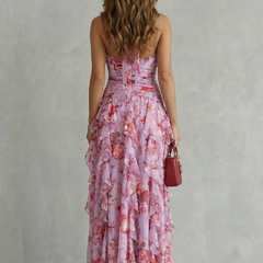 Women's Lightweight Chiffon Maxi Dress | Romantic Floral Halter Gown for Summer Events 3