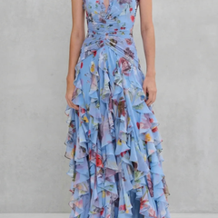 Women's Lightweight Chiffon Maxi Dress | Romantic Floral Halter Gown for Summer Events 4