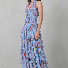 Women's Lightweight Chiffon Maxi Dress | Romantic Floral Halter Gown for Summer Events 6