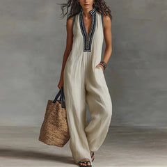 Women's Lightweight Cotton Jumpsuit | Elegant Lace Trim Summer Playsuit 2