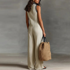 Women's Lightweight Cotton Jumpsuit | Elegant Lace Trim Summer Playsuit 3