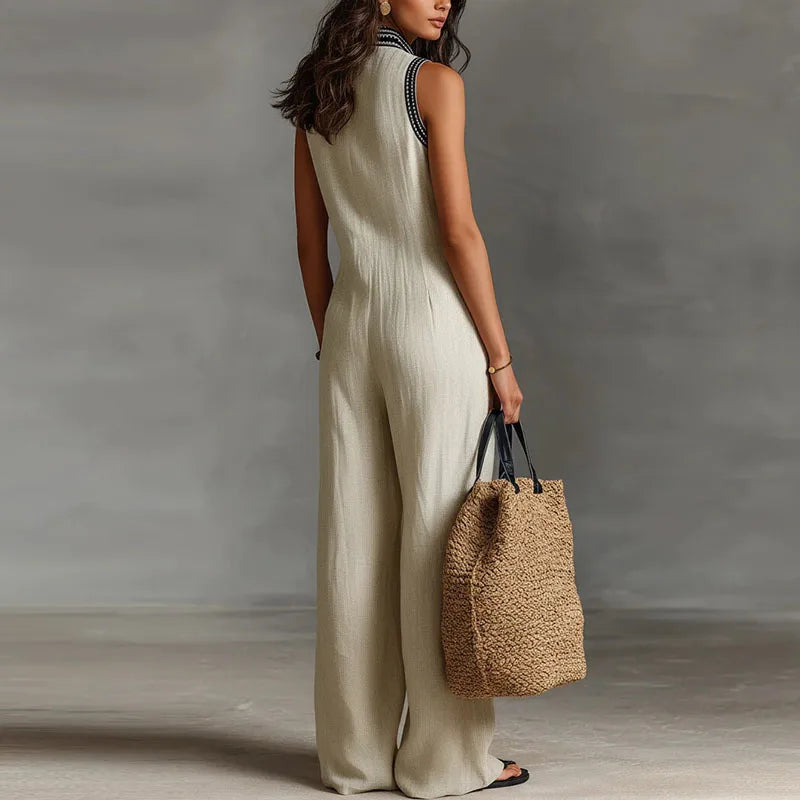 Women's Lightweight Cotton Jumpsuit | Elegant Lace Trim Summer Playsuit 3