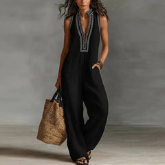 Women's Lightweight Cotton Jumpsuit | Elegant Lace Trim Summer Playsuit 4