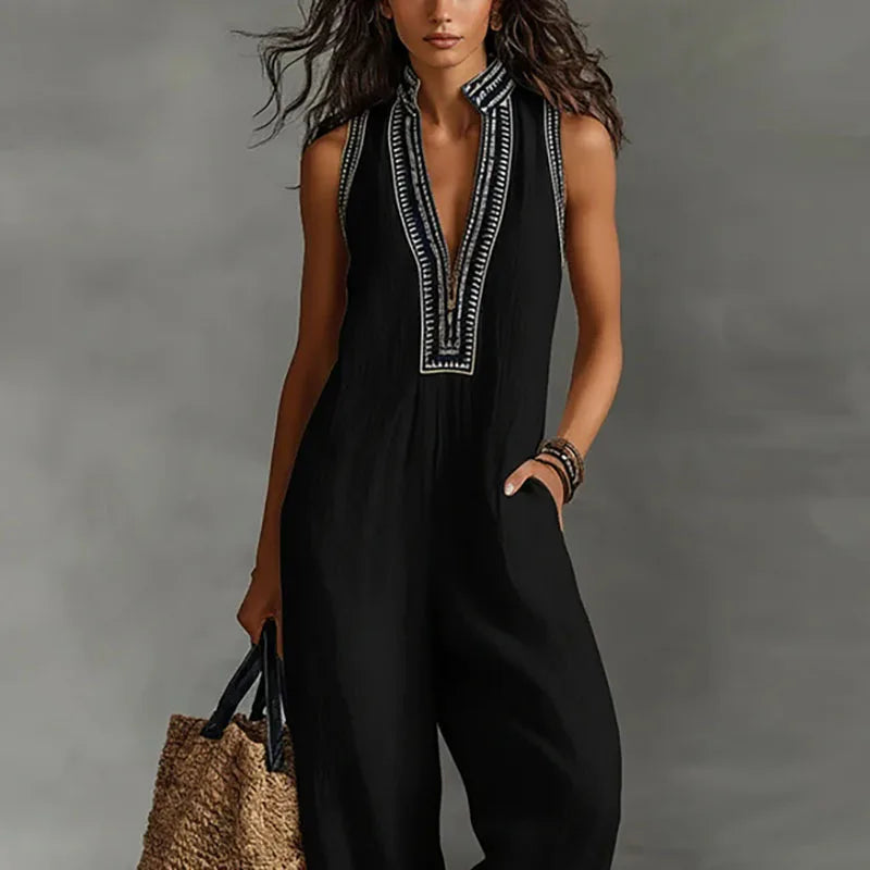 Women's Lightweight Cotton Jumpsuit | Elegant Lace Trim Summer Playsuit 5