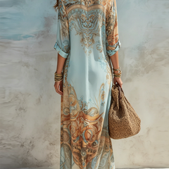 Women's Lightweight Cotton Maxi Dress | Elegant Floral Summer Chemisier 2