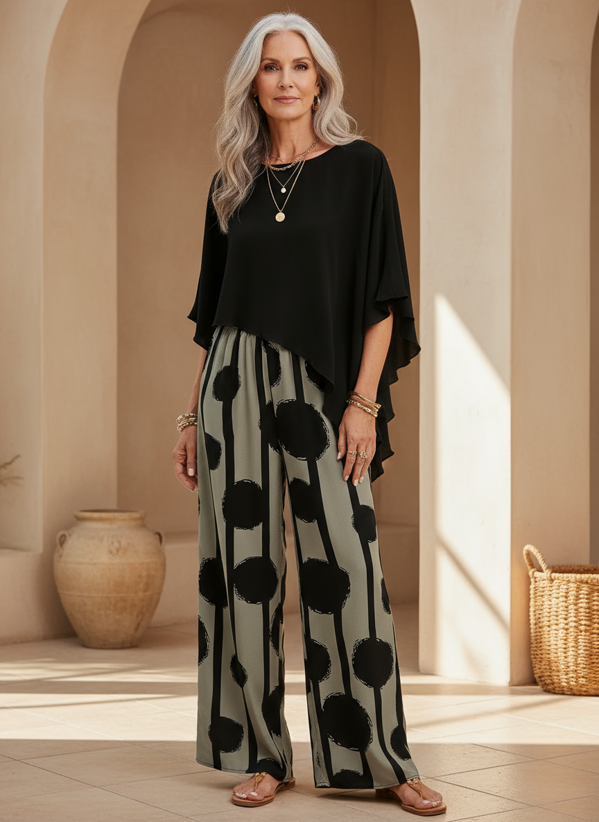 Women's Lightweight Cotton Summer Outfit | Elegant Flowy Two-Piece Set 1