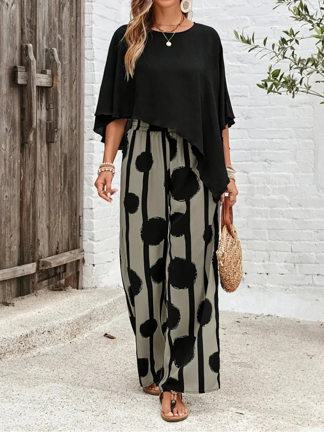 Women's Lightweight Cotton Summer Outfit | Elegant Flowy Two-Piece Set 4
