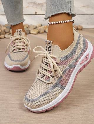 Women's Lightweight Fabric Sneakers | Sporty White Walking Shoes for Comfort and Style 0