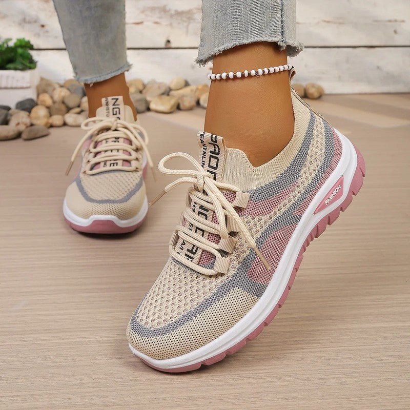 Women's Lightweight Fabric Sneakers | Sporty White Walking Shoes for Comfort and Style 0