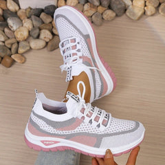 Women's Lightweight Fabric Sneakers | Sporty White Walking Shoes for Comfort and Style 3