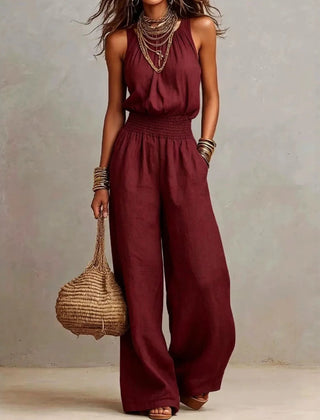 Women's Lightweight Fabric Wide Leg Jumpsuit | Elegant Relaxed Halter Neck Design 3