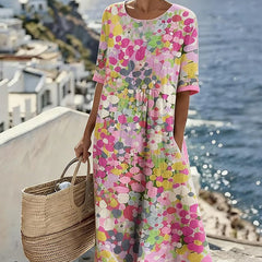 Women's Lightweight Floral Midi Dress | Elegant Relaxed Summer Style 0