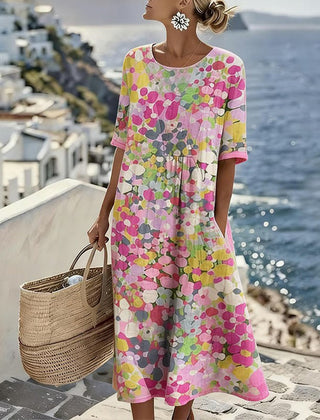 Women's Lightweight Floral Midi Dress | Elegant Relaxed Summer Style 0