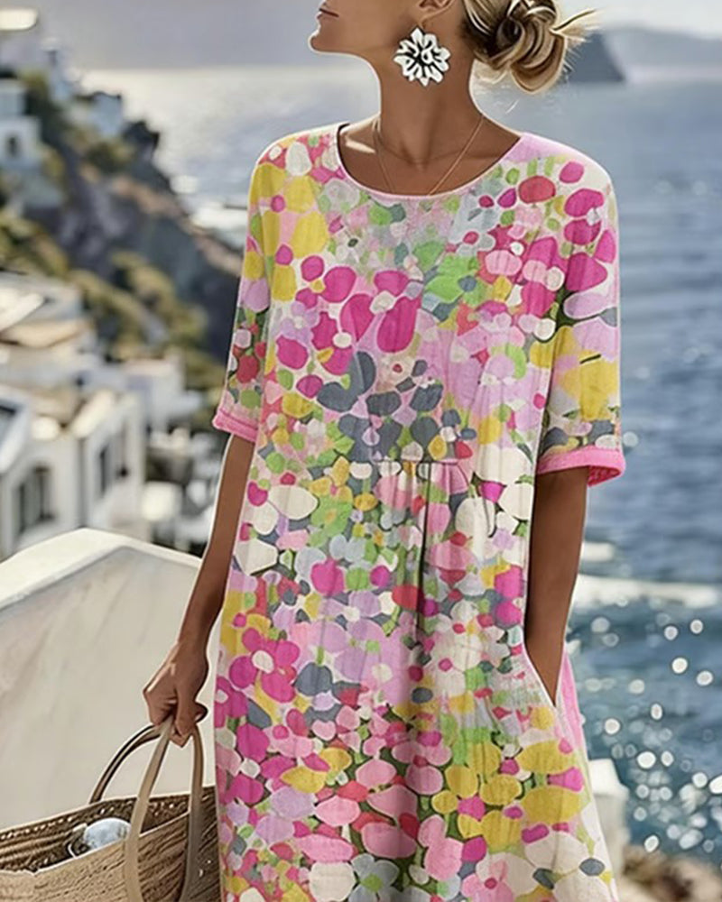 Women's Lightweight Floral Midi Dress | Elegant Relaxed Summer Style 1
