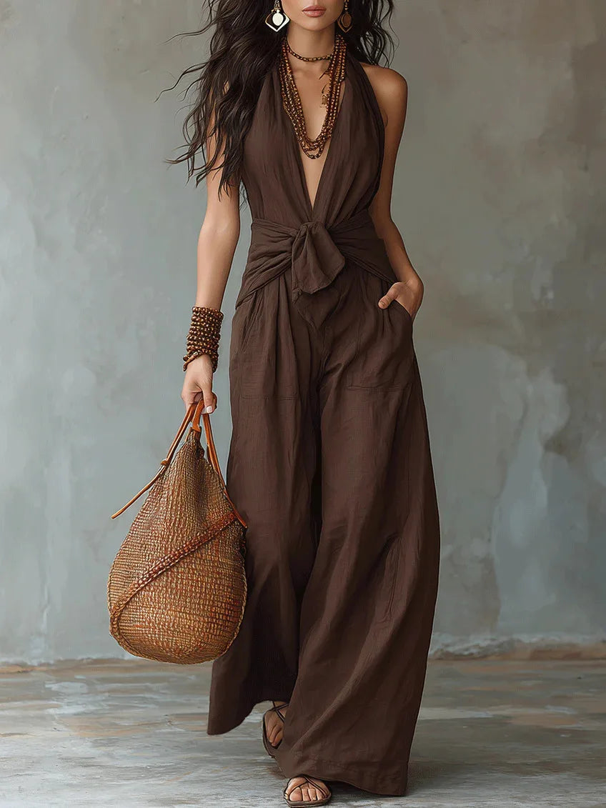 Women's Lightweight Flowy Jumpsuit | Elegant Wide Leg Summer Romper 1