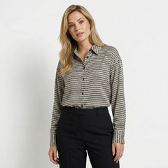 Women's Lightweight Geometric Print Shirt | Elegant Relaxed Fit Long Sleeve Blouse 2