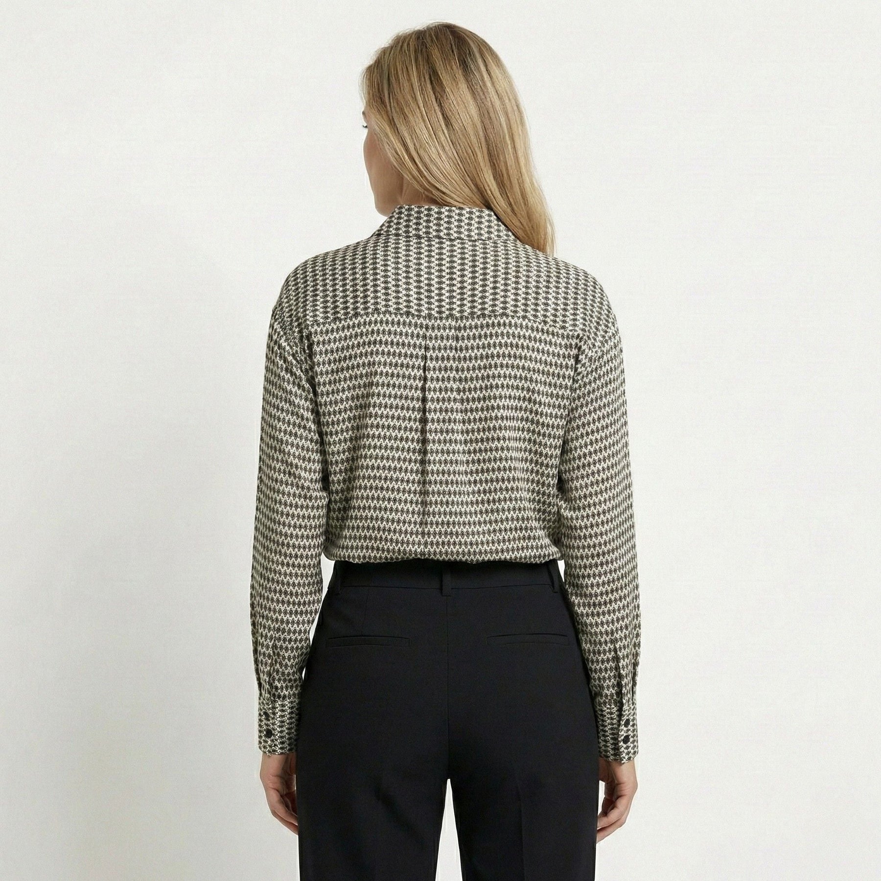 Women's Lightweight Geometric Print Shirt | Elegant Relaxed Fit Long Sleeve Blouse 3