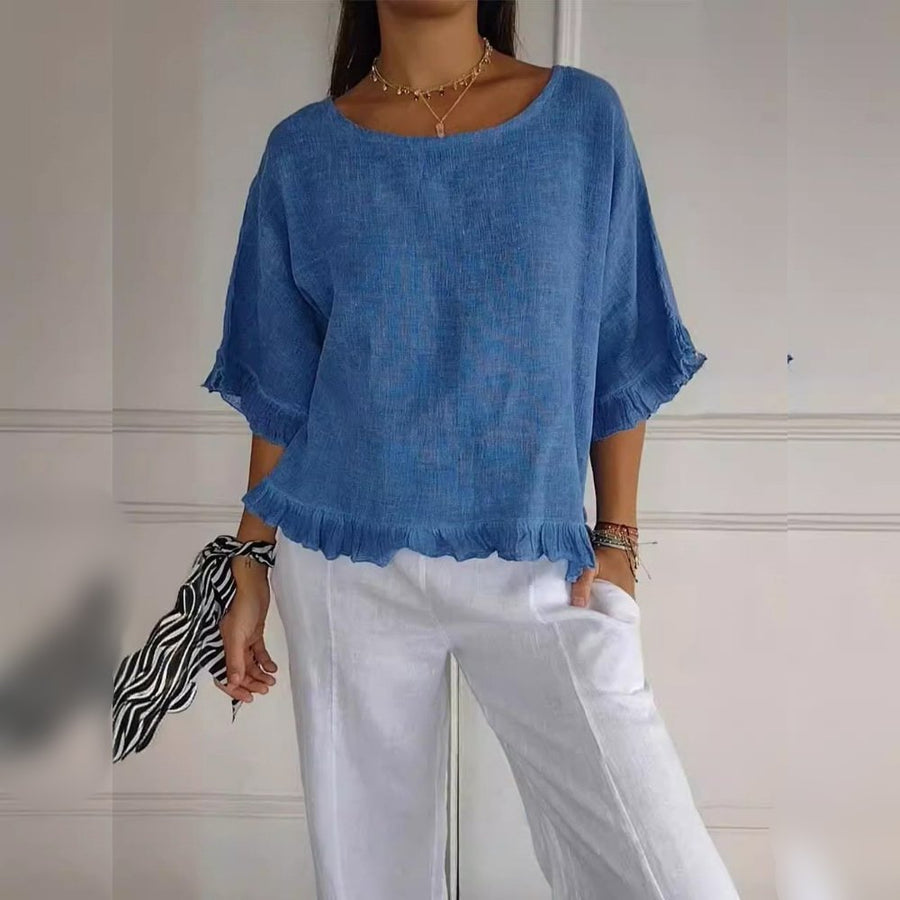 Women's Lightweight Linen-Look Blouse | Breezy Relaxed-Fit Summer Top 1