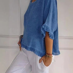 Women's Lightweight Linen-Look Blouse | Breezy Relaxed-Fit Summer Top 2