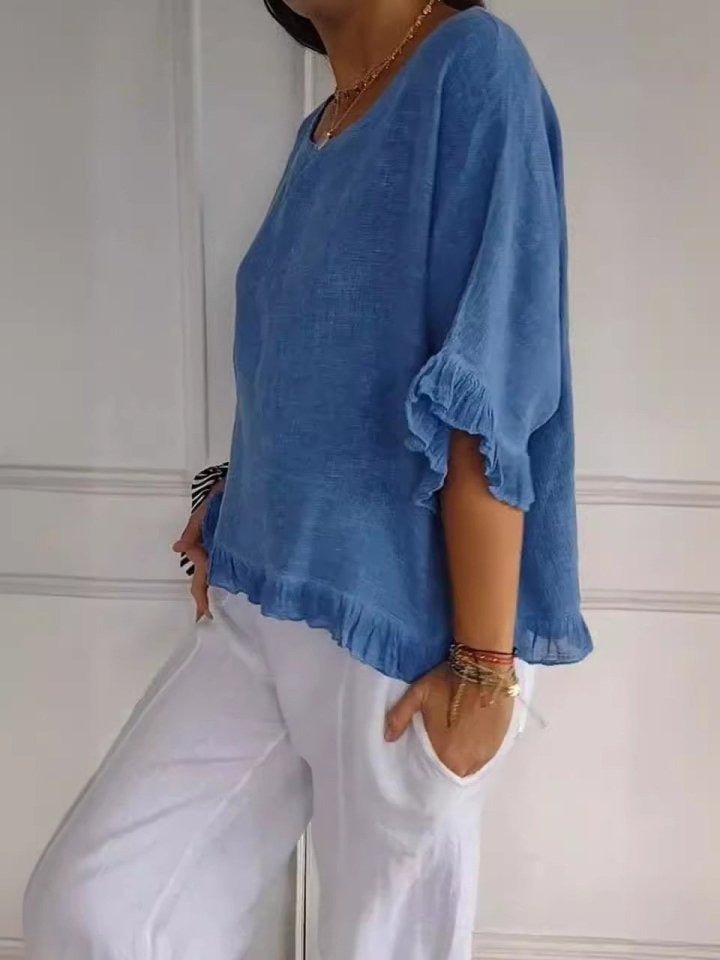 Women's Lightweight Linen-Look Blouse | Breezy Relaxed-Fit Summer Top 2