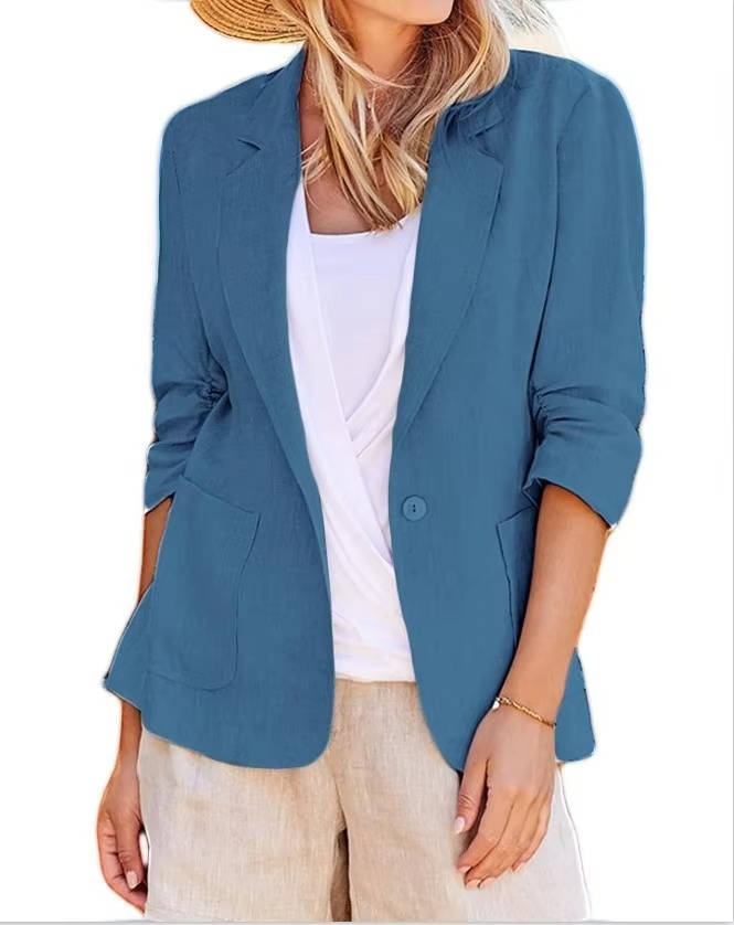 Women's Lightweight Linen Blazer | Elegant Tailored Summer Jacket 0