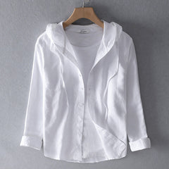 Women's Lightweight Linen Blouse | Casual Hooded Everyday Top 0