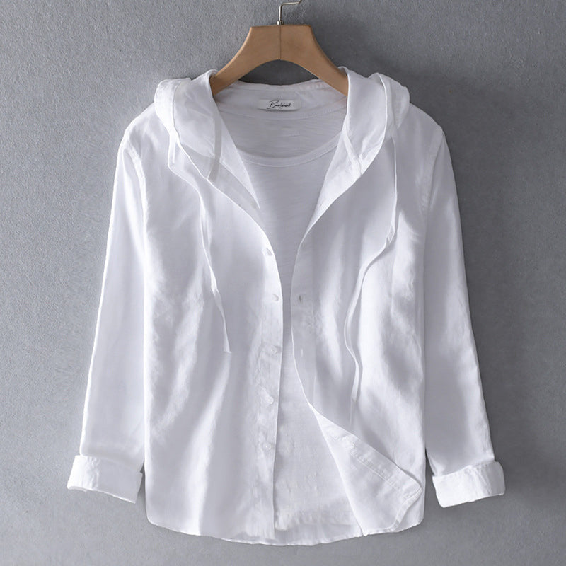 Women's Lightweight Linen Blouse | Casual Hooded Everyday Top 0