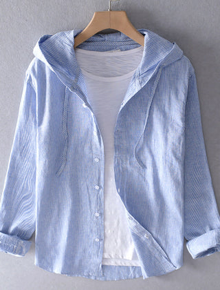 Women's Lightweight Linen Blouse | Casual Hooded Everyday Top 1