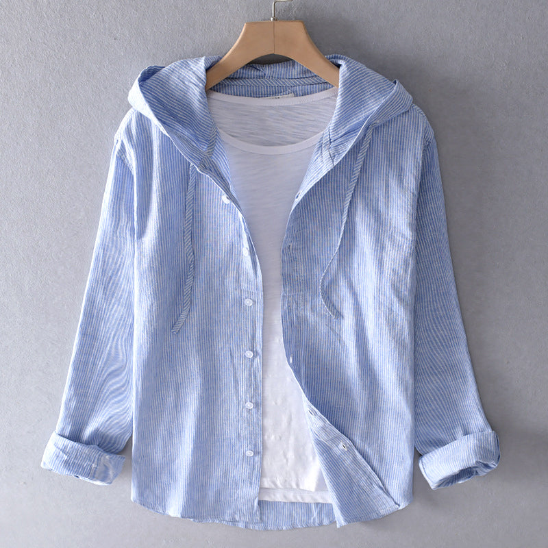 Women's Lightweight Linen Blouse | Casual Hooded Everyday Top 1