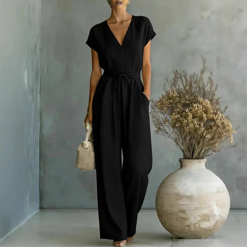 Women's Lightweight Linen Jumpsuit | Relaxed Wide-Leg Casual Outfit 3