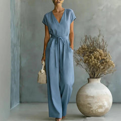 Women's Lightweight Linen Jumpsuit | Relaxed Wide-Leg Casual Outfit 4
