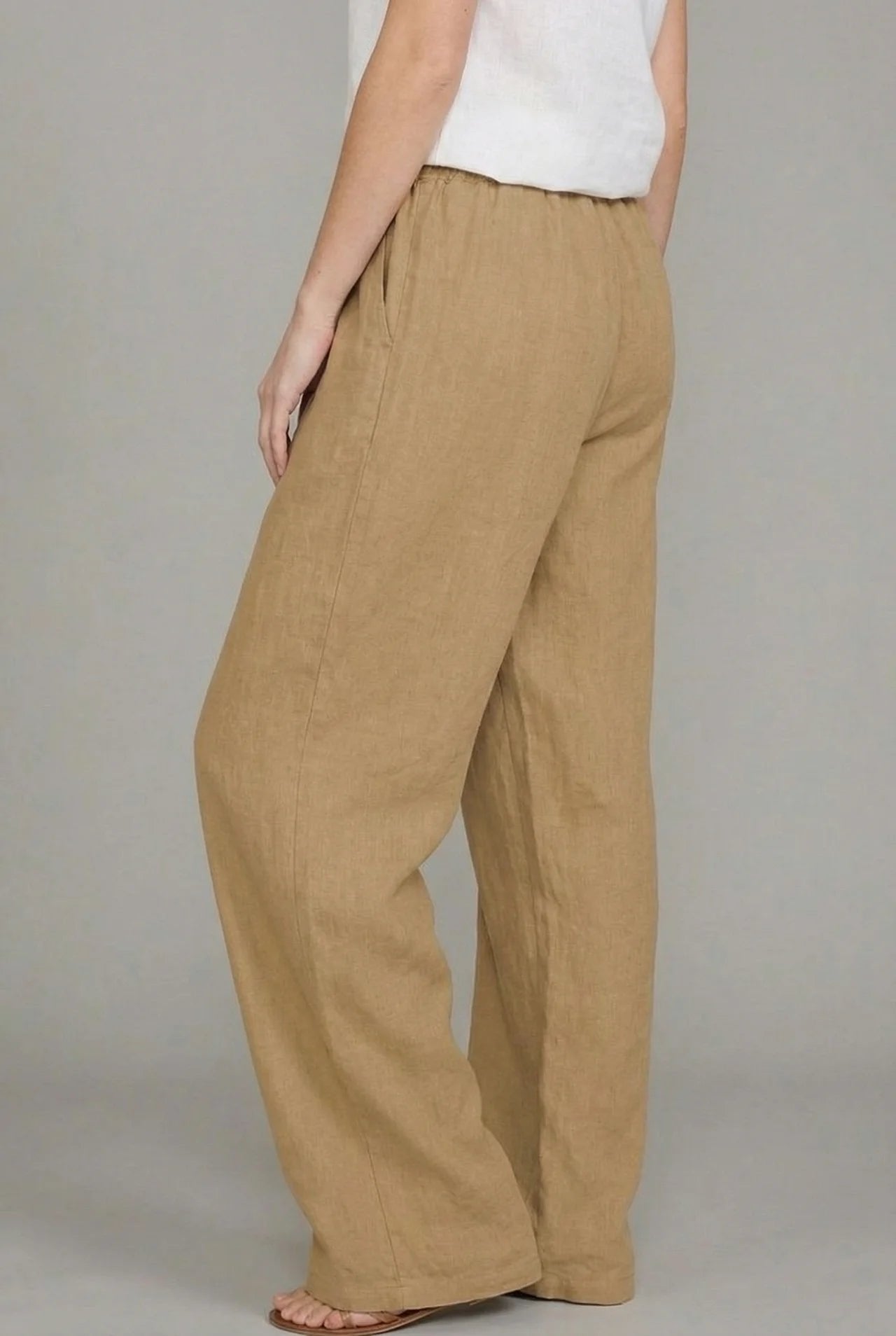 Women's Lightweight Linen Wide Leg Pants | Relaxed Summer Trousers with Pockets 2