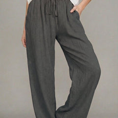 Women's Lightweight Linen Wide Leg Pants | Relaxed Summer Trousers with Pockets 5
