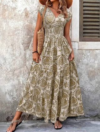 Women's Lightweight Polyester Maxi Dress | Bohemian Tiered Summer Sundress 0