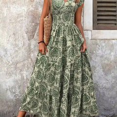 Women's Lightweight Polyester Maxi Dress | Bohemian Tiered Summer Sundress 2