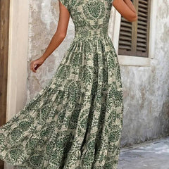 Women's Lightweight Polyester Maxi Dress | Bohemian Tiered Summer Sundress 3