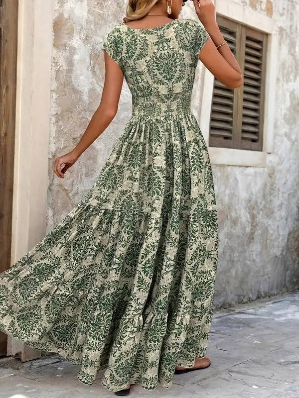 Women's Lightweight Polyester Maxi Dress | Bohemian Tiered Summer Sundress 3