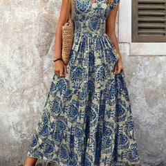 Women's Lightweight Polyester Maxi Dress | Bohemian Tiered Summer Sundress 4