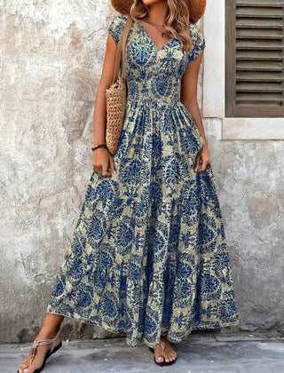 Women's Lightweight Polyester Maxi Dress | Bohemian Tiered Summer Sundress 4