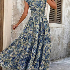 Women's Lightweight Polyester Maxi Dress | Bohemian Tiered Summer Sundress 5