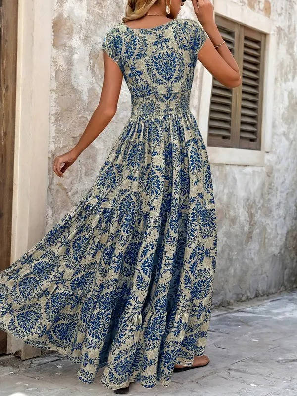Women's Lightweight Polyester Maxi Dress | Bohemian Tiered Summer Sundress 5
